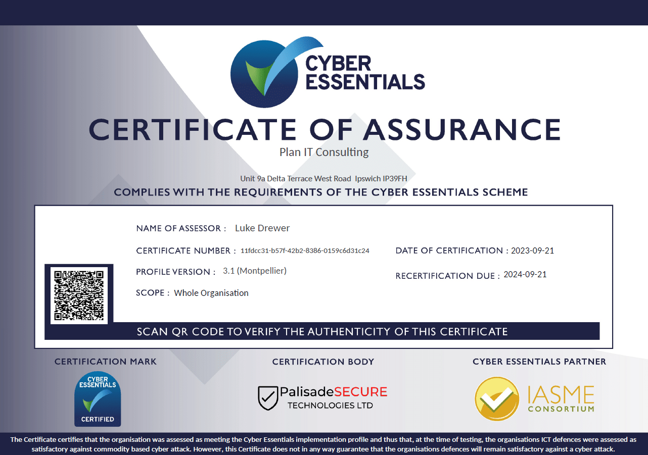 Cyber Essentials Certificate